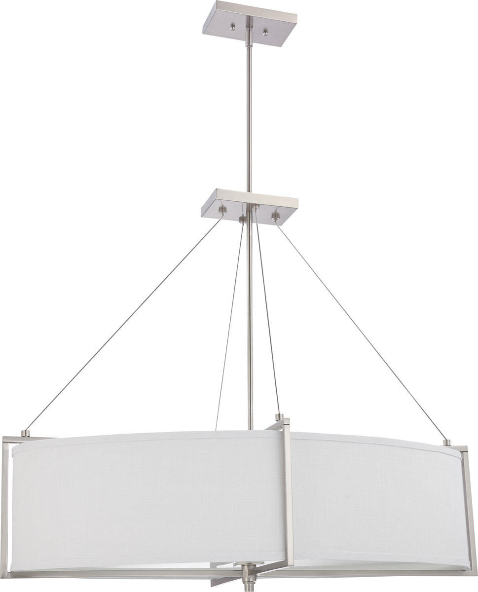 Nuvo Lighting 60-4466 Portia Collection Oval Six Light Hanging Pendant Chandelier in Brushed Nickel Finish