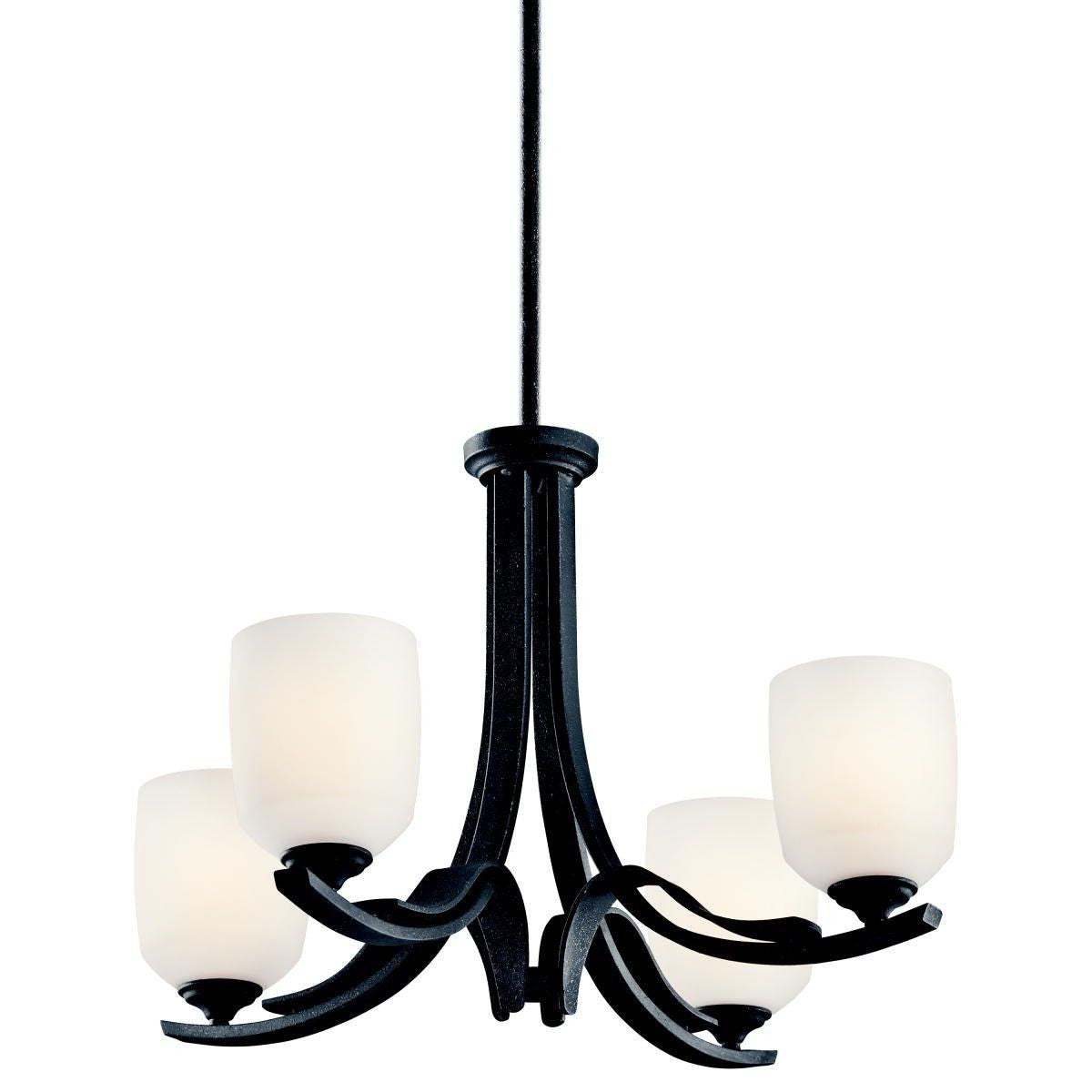 Aztec 34935 by Kichler Lighting Breton Mills Collection Four Light Hanging Mini Chandelier in Distressed Black Finish