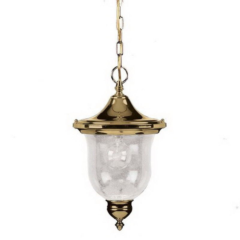 Aztec by Kichler Lighting 39022 PB One Light Sturbridge Collection Exterior Outdoor Hanging Top Lantern in Polished Brass Finish