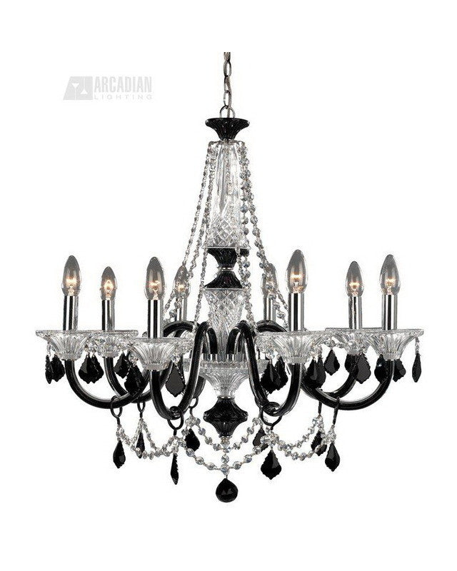 Trans Globe Lighting Astoria-12 Traditional Versailles Collection 12 Light Chandelier in Black and Clear Finish