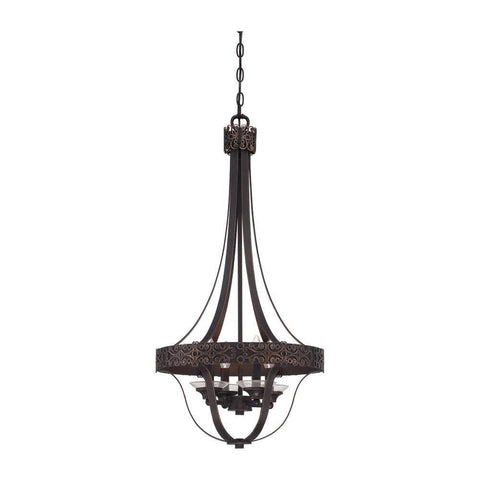 Craftmade Lighting 36334 ABZG Amsden Collection Four Light Pendant Chandelier in Aged Bronze with Gold Finish