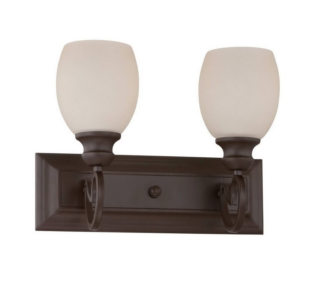 Sunset Lighting F13072-47 Abney Collection Two Light Bath Vanity Wall Fixture in Rustico Bronze Finish