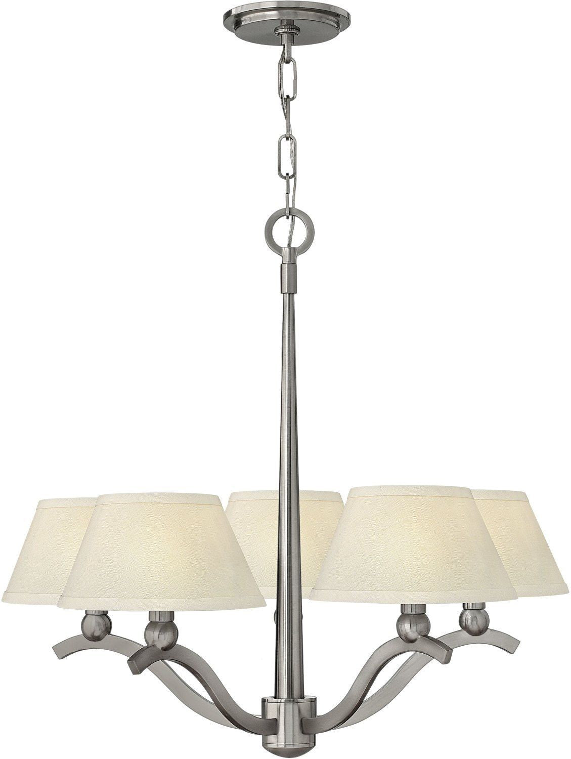 Hinkley Lighting 4615BN Whitney Collection Five Light Hanging Chandelier in Brushed Nickel Finish