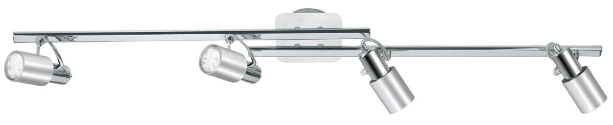 Eglo Lighting 20139A Sines Collection Four Light Ceiling or Wall Mount Track in Chrome and Aluminium Finish