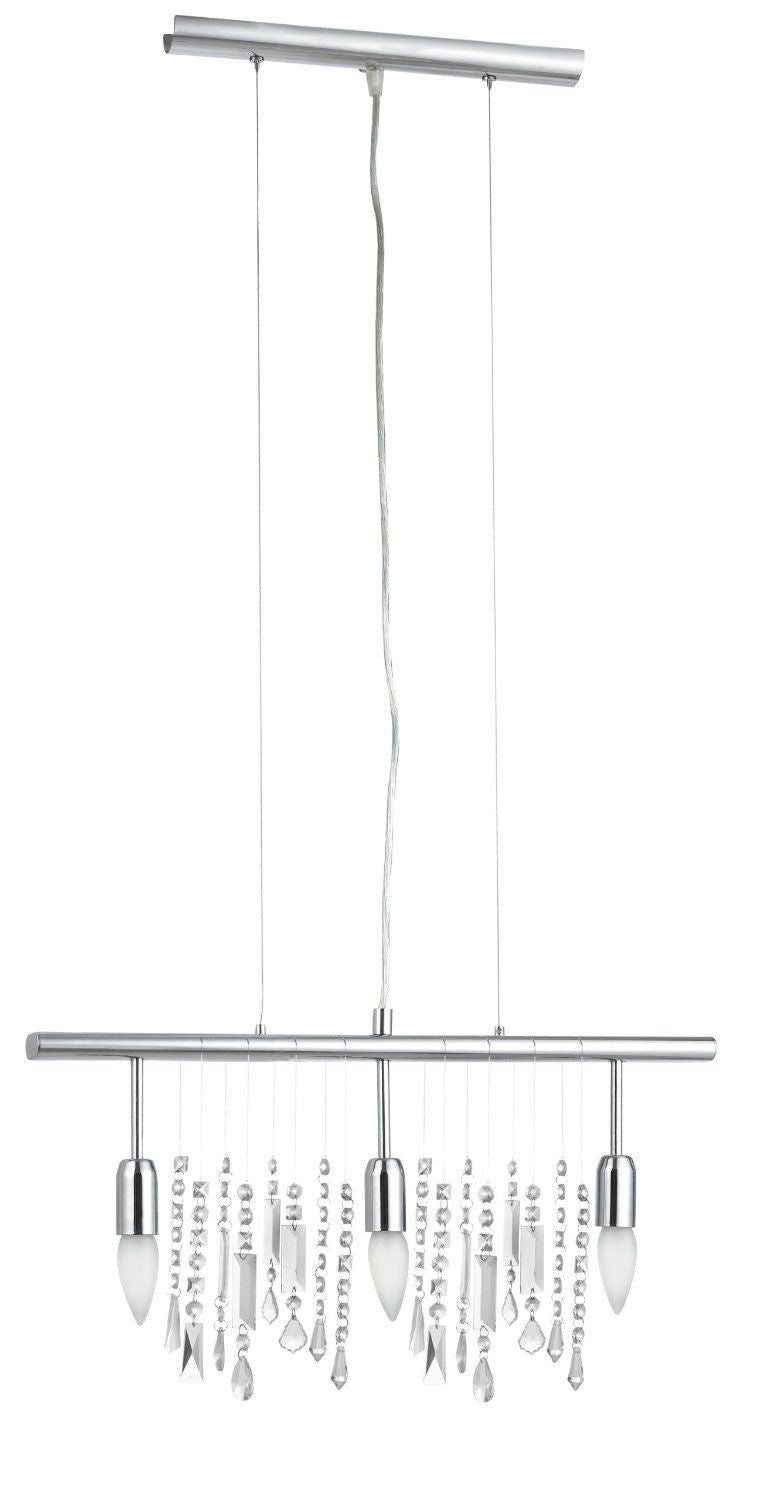 Eglo Lighting 20678A Vitoria Collection Three Light Trestle Hanging Island Pendant Chandelier in Polished Chrome Finish