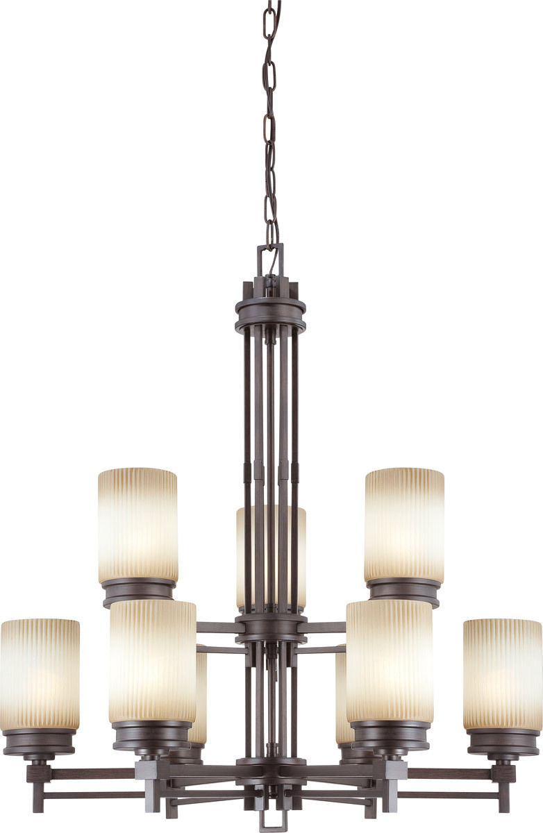Nuvo Lighting 60-4609 Wright Collection Nine Light Hanging Chandelier in Prairie Bronze Finish