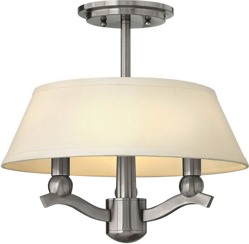 Hinkley Lighting 4611BN Whitney Collection Three Light Convertible Semi Flush or Hanging Pendant Chandelier in Brushed Nickel Finish