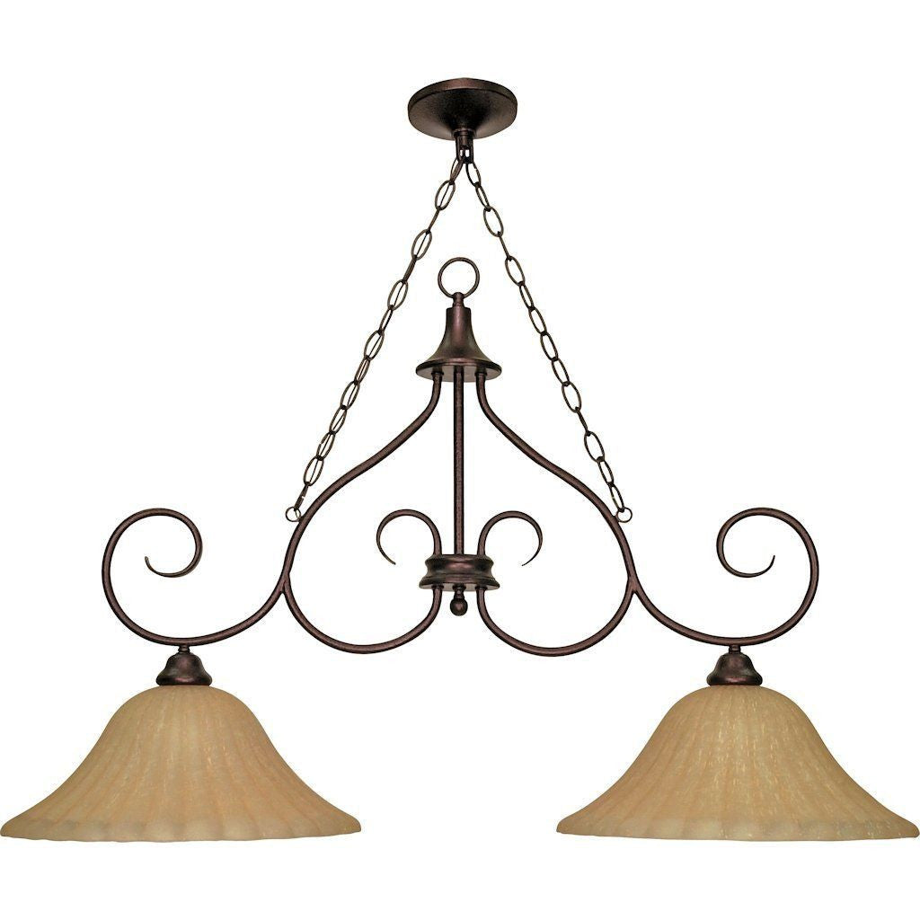 Nuvo Lighting 60-019 Trestle Collection Two Light Hanging Island Chandelier in Copper Bronze Finish