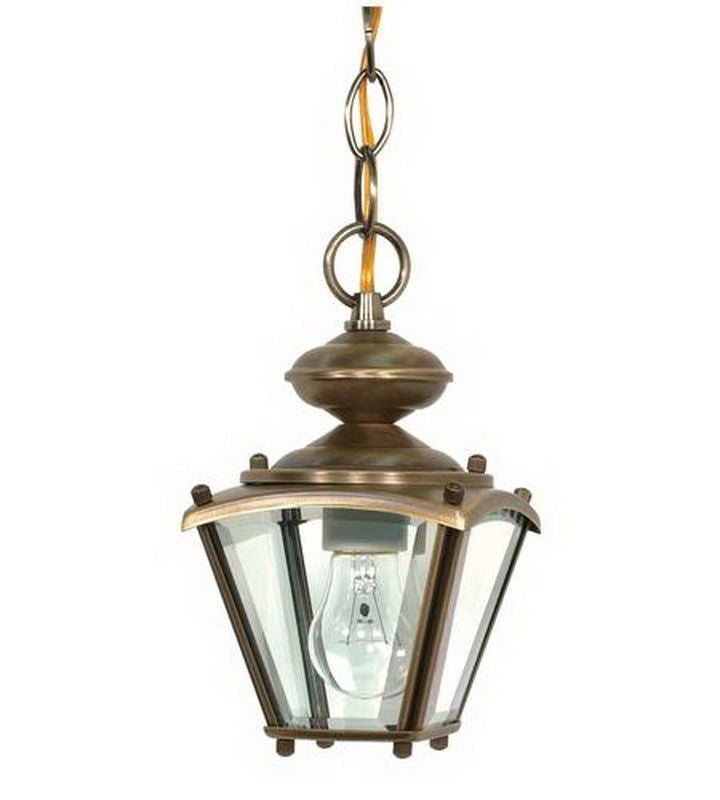 Nuvo Lighting 60-556 Revere Collection One Light Exterior Outdoor Hanging Lantern in Antique Brass Finish