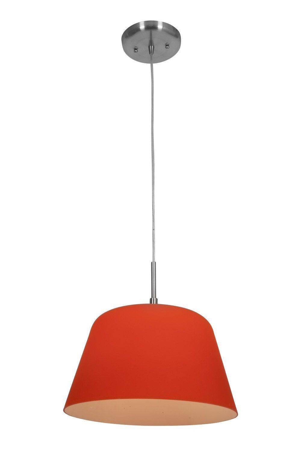 Access Lighting 50170 BS ORG One Light Energy Saving GU24 Fluorescent Hanging Pendant in Brushed Steel Finish with Orange Glass