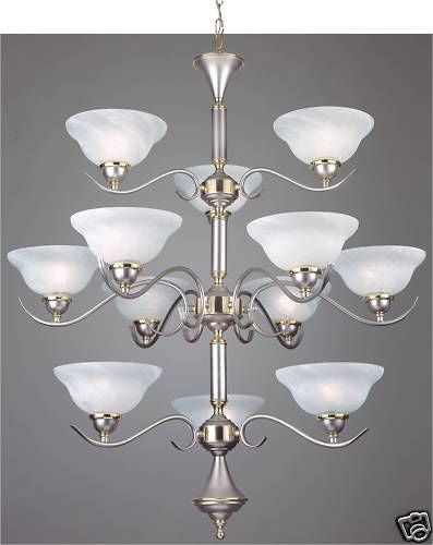 Forecast Lighting FDS775-62 Twelve Light Chandelier in Metallic Silver Finish with Brass Accents