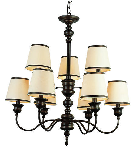 Trans Globe Lighting 7539 ROB Back To Basics Collection 9 Light Chandelier in Rubbed Oil Bronze Finish