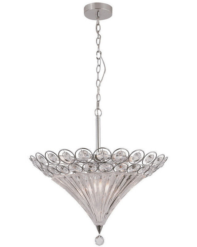 Trans Globe Lighting MDN-915 Ten Light Pendant Chandelier in Polished Chrome Finish and Crystal