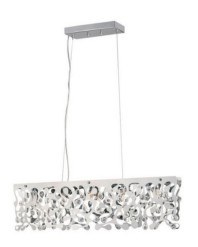 Trans Globe Lighting MDN-957 Five Light Island Pendant Chandelier in Polished Chrome Finish and Crystal
