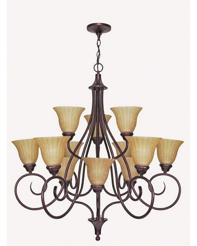 Nuvo Lighting 60-009 Moulan Collection Twelve Light Chandelier in Copper Bronze Finish