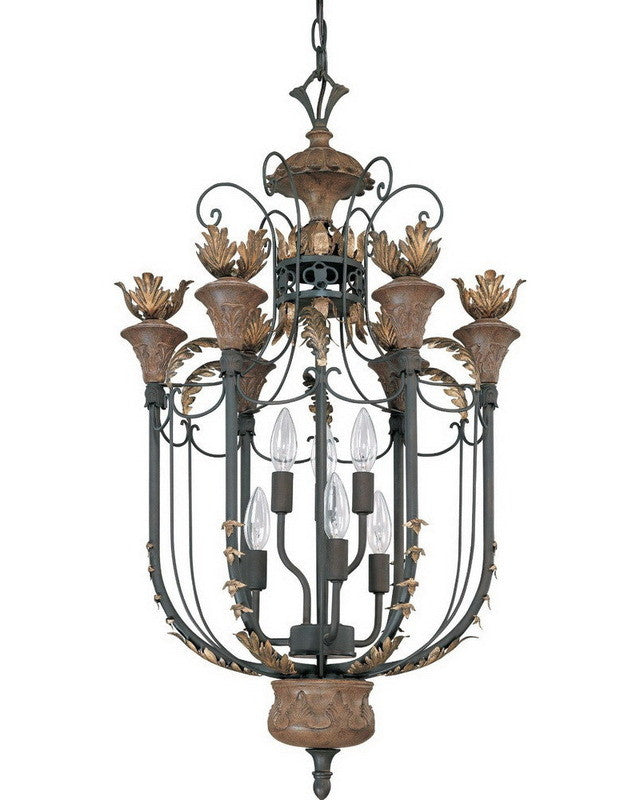 Nuvo Lighting 60-2106 Verdone Collection Six Light Pendant Chandelier in Gilded Cage Finish