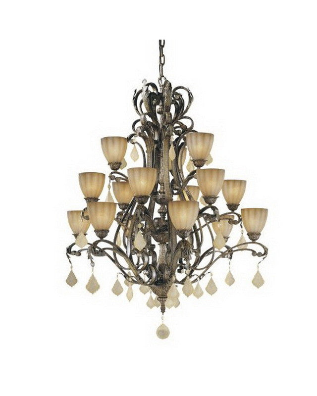 Vaxcel Lighting EP-CHU015 AW Fifteen Light Chandelier in Aged Walnut Finish