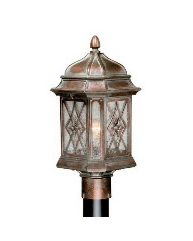 Vaxcel Lighting OPU090 RZ One Light Exterior Outdoor Post Lantern in Royal Bronze Finish