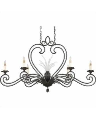 Quoizel Lighting RBT644 SM Six Light Island Chandelier in Serengeti Black and Mayan Gold Leaf Finish