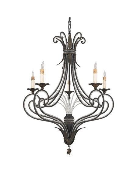 Quoizel Lighting RBT5005 SM Five Light Chandelier in Serengeti Black and Mayan Gold Leaf Finish