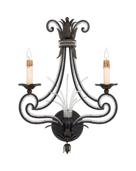 Quoizel Lighting RBT8702 SM Two Light Wall Sconce in Serengeti Black and Mayan Gold Leaf Finish