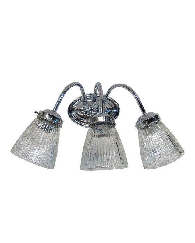 Epiphany Lighting 106032 CH-CLG3 Three Light Bath Wall Fixture in Polished Chrome Finish
