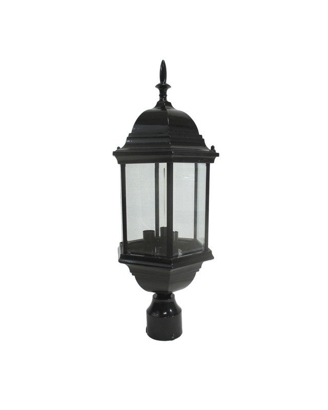 Epiphany Lighting 104986 BK Cast Aluminum Outdoor Exterior Three Light Post Lantern in Black Finish