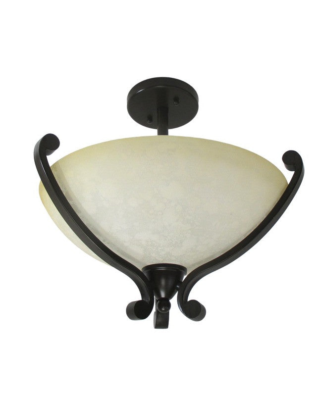 Epiphany Lighting 104082 ORB Semi Flush Ceiling Mount in Oil Rubbed Bronze Finish with Truscan Scavo Glass