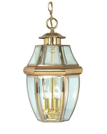 Nuvo Lighting 60-778 La Cage de Verre Collection Exterior Outdoor Hanging Lantern in Polished Brass Finish
