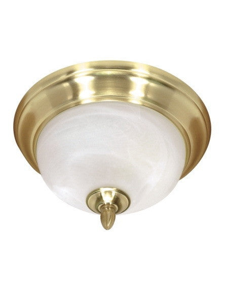 Nuvo Lighting 60-477 Sateen Collection Two Light Energy Star Efficient Fluorescent Ceiling Fixture in Satin Brass Finish