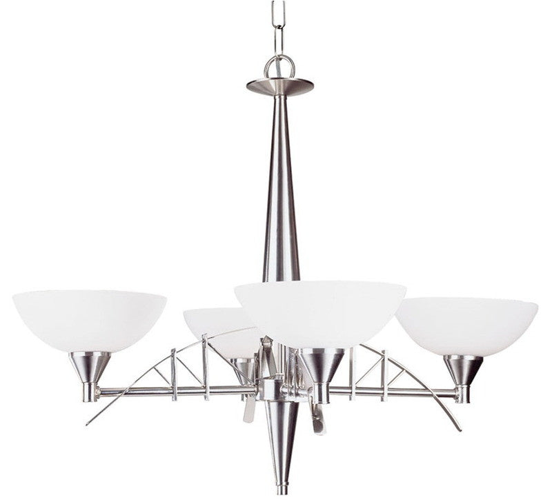 Forecast Lighting F1460-36 Delineation Collection Four Light Chandelier in Satin Nickel Finish