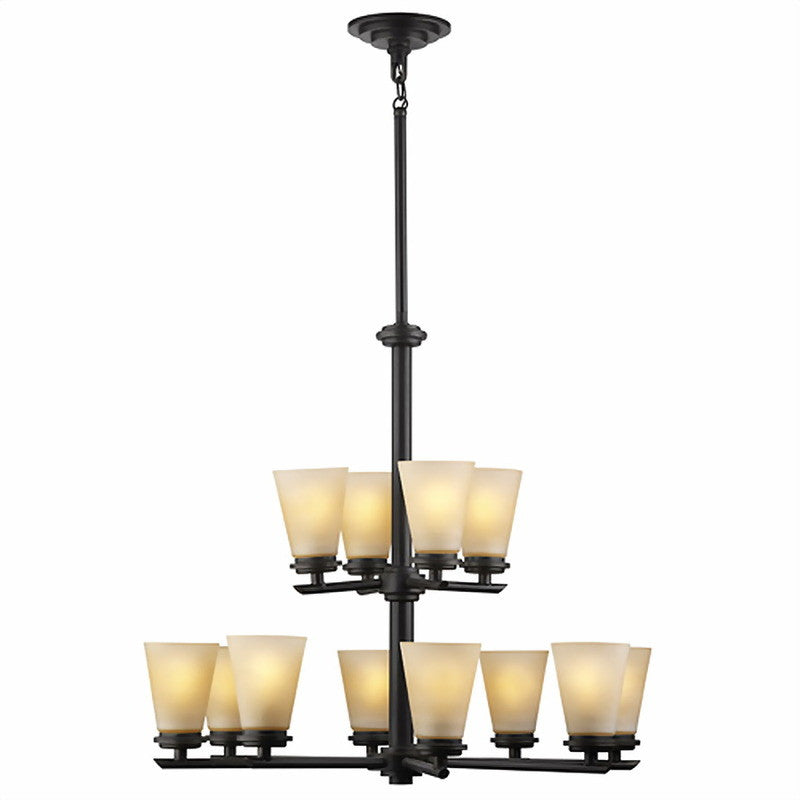 Forecast Lighting F1631-68 EnsembleTown & Country Collection Twelve Light Chandelier in Deep Bronze Finish