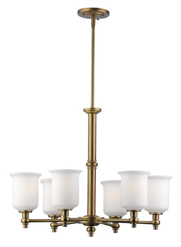Forecast Lighting F1740-21Hinsdale Collection Six Light Chandelier in Weathered Brass Finish