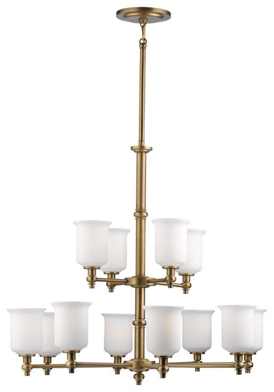 Forecast Lighting F1741-21 Hinsdale Collection 12 Light Chandelier in Weathered Brass Finish