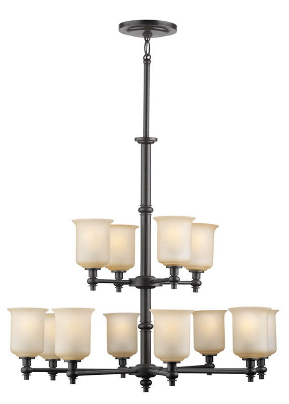 Forecast Lighting F1751-68 Hinsdale Collection 12 Light Chandelier in Deep Bronze Finish