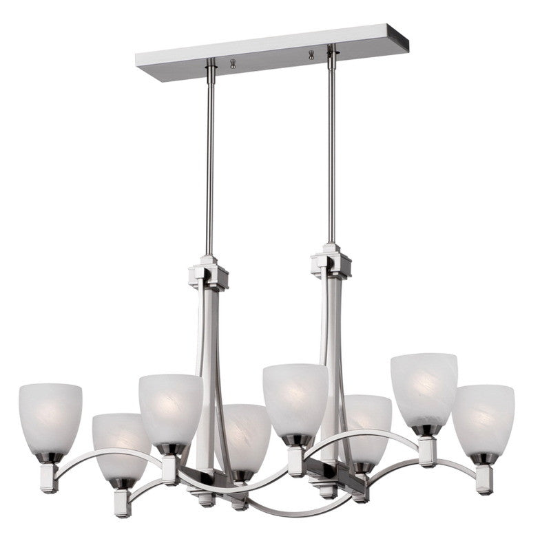 Forecast Lighting F1762-36 Crescendo Collection 8 Light Linear Chandelier in Satin Nickel Finish