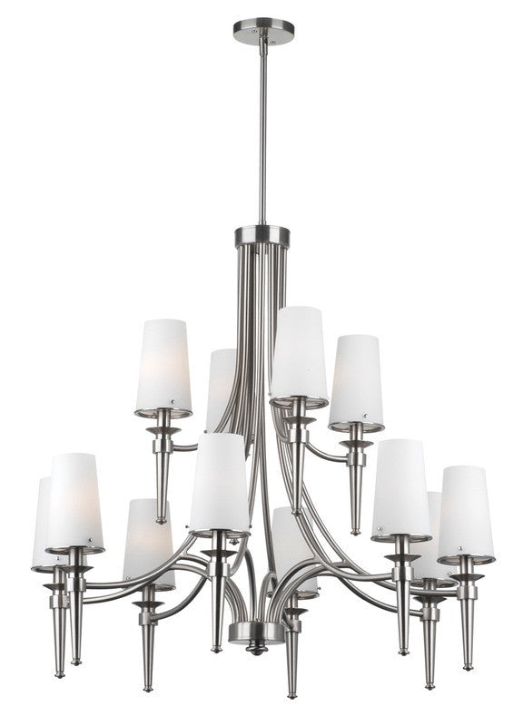Forecast Lighting F1781-36 Torch Collection 12 Light Chandelier in Satin Nickel Finish