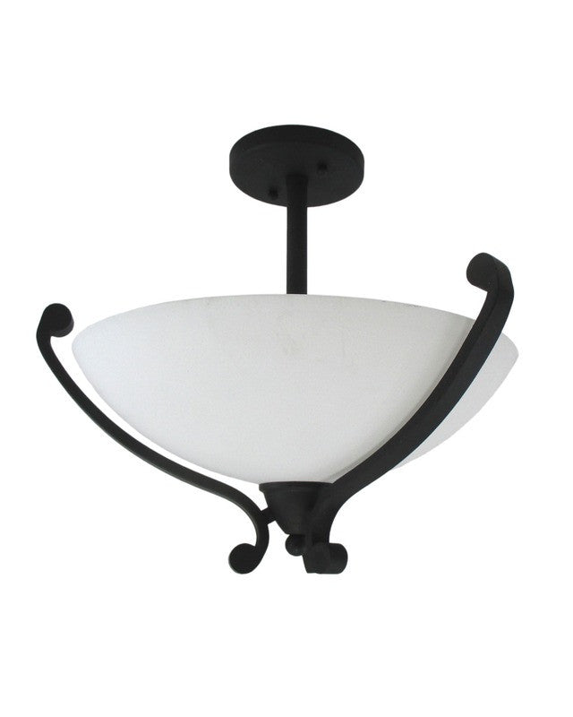 Epiphany Lighting 104085 FI Semi Flush Ceiling Mount in Forged Iron Finish with White Scavo Glass