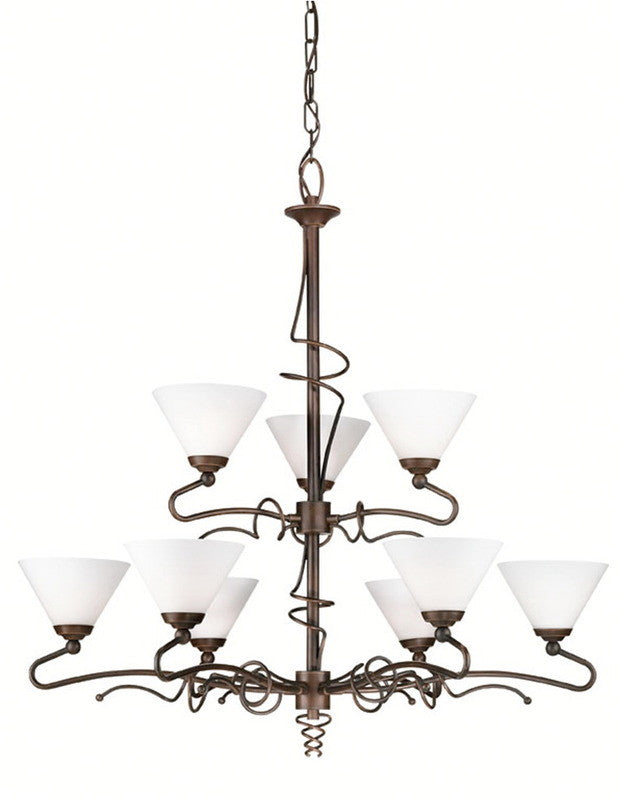 Forecast Lighting F1211-60 Twist Collection 9 Light Chandelier in Bronze Umber Finish