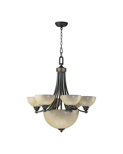 Quorum International 621-6895 Hemisphere Collection 9 Light Chandelier Energy Saving Fluorescent in Old World Bronze Finish