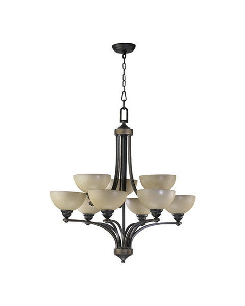 Quorum International 620-12895 Hemisphere Collection 12 Light Chandelier Energy Saving Fluorescent in Old World Bronze Finish