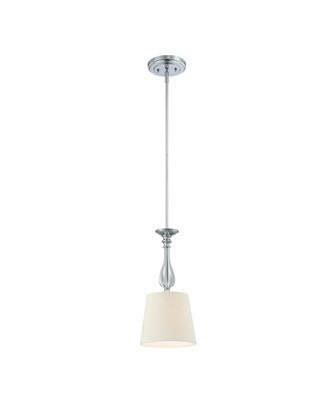 Quoizel Lighting PL1508C Park Lane Collection One Light Pendant in Polished Chrome Finish with White Fabric