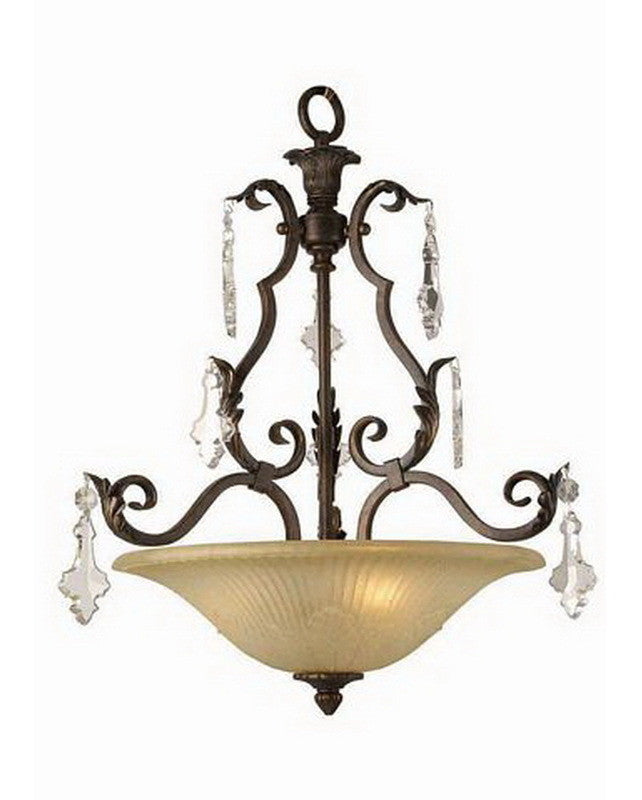 International Lighting 13776-02 Three Light Pendant Chandelier in Artisan Bronze Finish