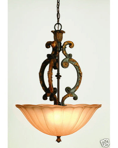 Trans Globe 3823 AAM Three Light Pendant Chandelier in Antique Amber Finish