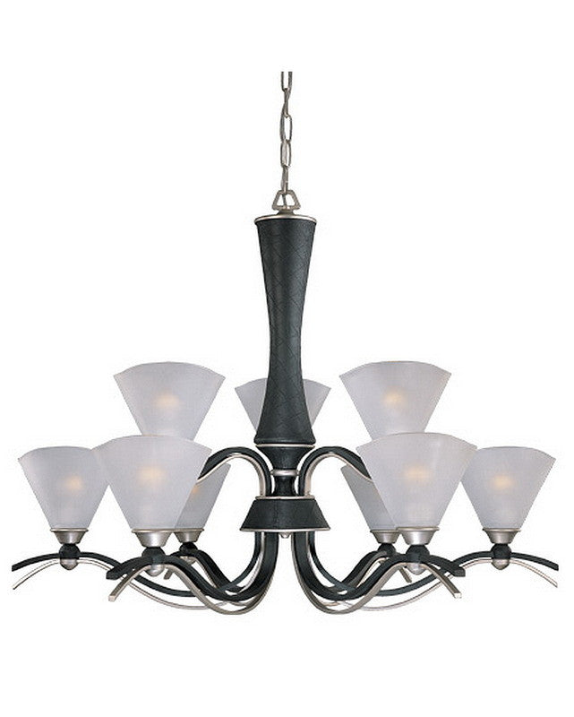 Thomas Lighting M2045-7 Nine Light Chandelier in Matte Black and Brushed Nickel Finish