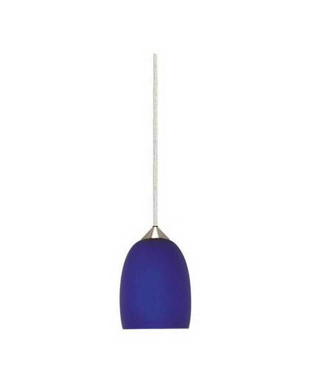 Nuvo Lighting 60-651 One Light Mini Pendant in Brushed Nickel Finish And Cobalt Blue Brandy Glass