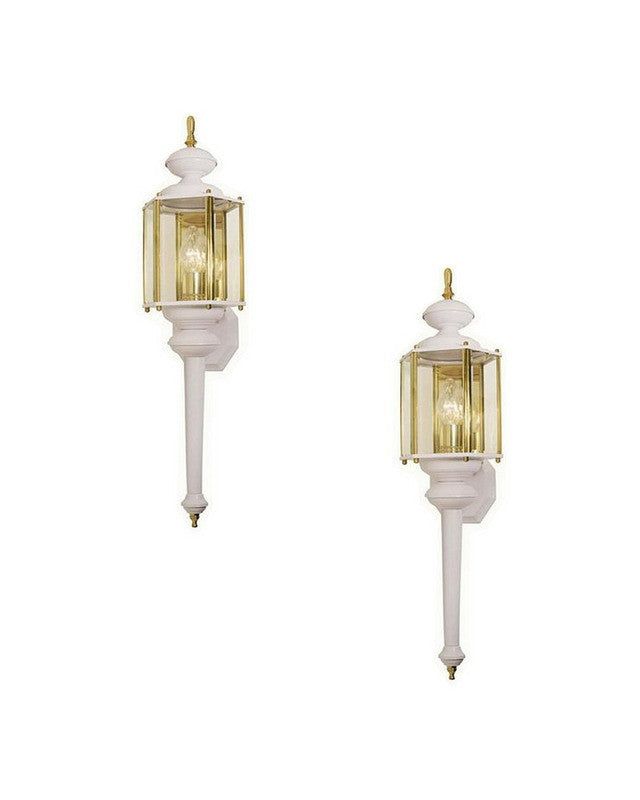 International Lighting 7752-30 TWO PACK One Light Outdoor Exterior Wall Lantern in White and Polished Brass Finish