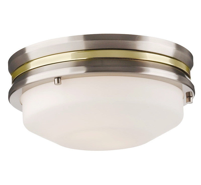 Forecast Lighting F6120-93 E1 One Light Fluorescent Flushmount in Satin Nickel and Polished Brass Finish