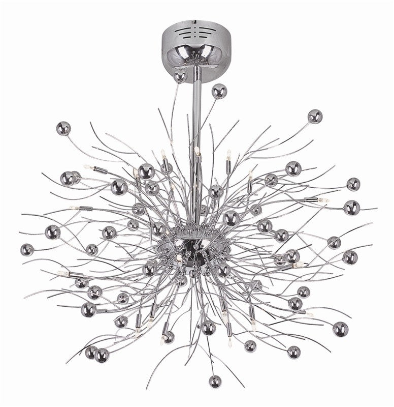 Trans Globe Lighting MDN-463 RD Twenty Four Light Hanging Chandelier in Polished Chrome Finish