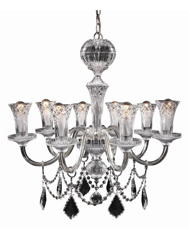 Trans Globe Lighting Ginebra-8-SL Versailles Tradtional Crystal Chandelier in Silver Finish